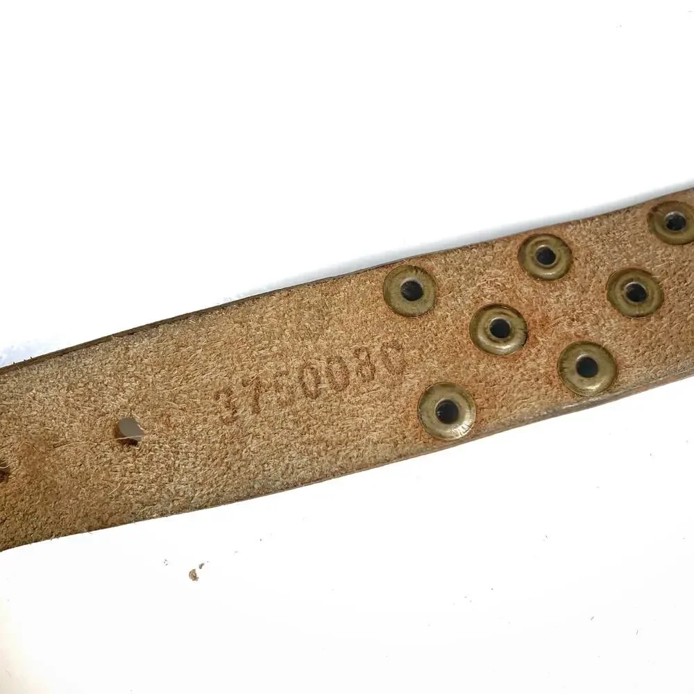Vintage Nine West Cognac Leather Studded Belt Y2K Unisex Brass Punk Moto Western
